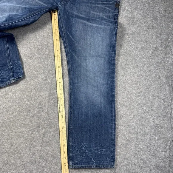G Star Raw Jeans Mens 33x30 Blue Attacc Slim Straight Whiskering Faded $190